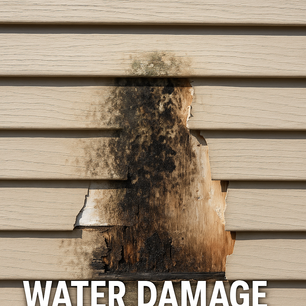water damage behind siding